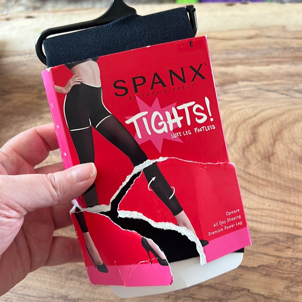 Spanx footless black tights size E